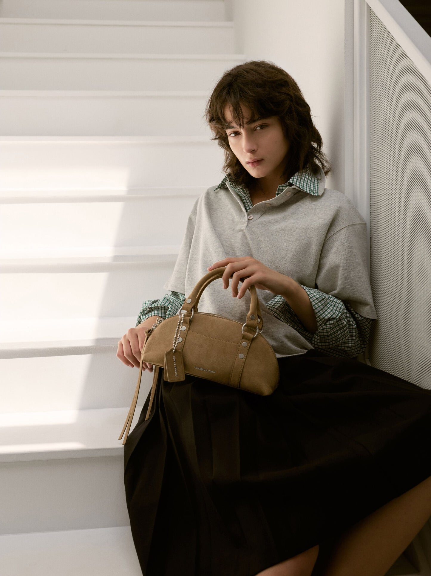 Tatiana Studded Bowling Bag - Sand | CHARLES & KEITH