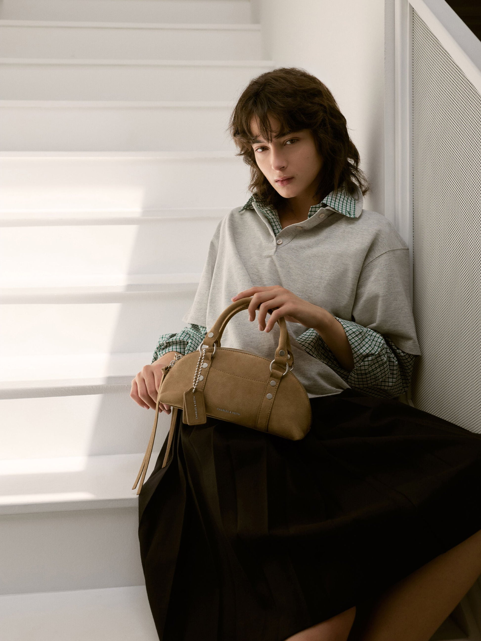 Tatiana Studded Bowling Bag - Sand | CHARLES & KEITH