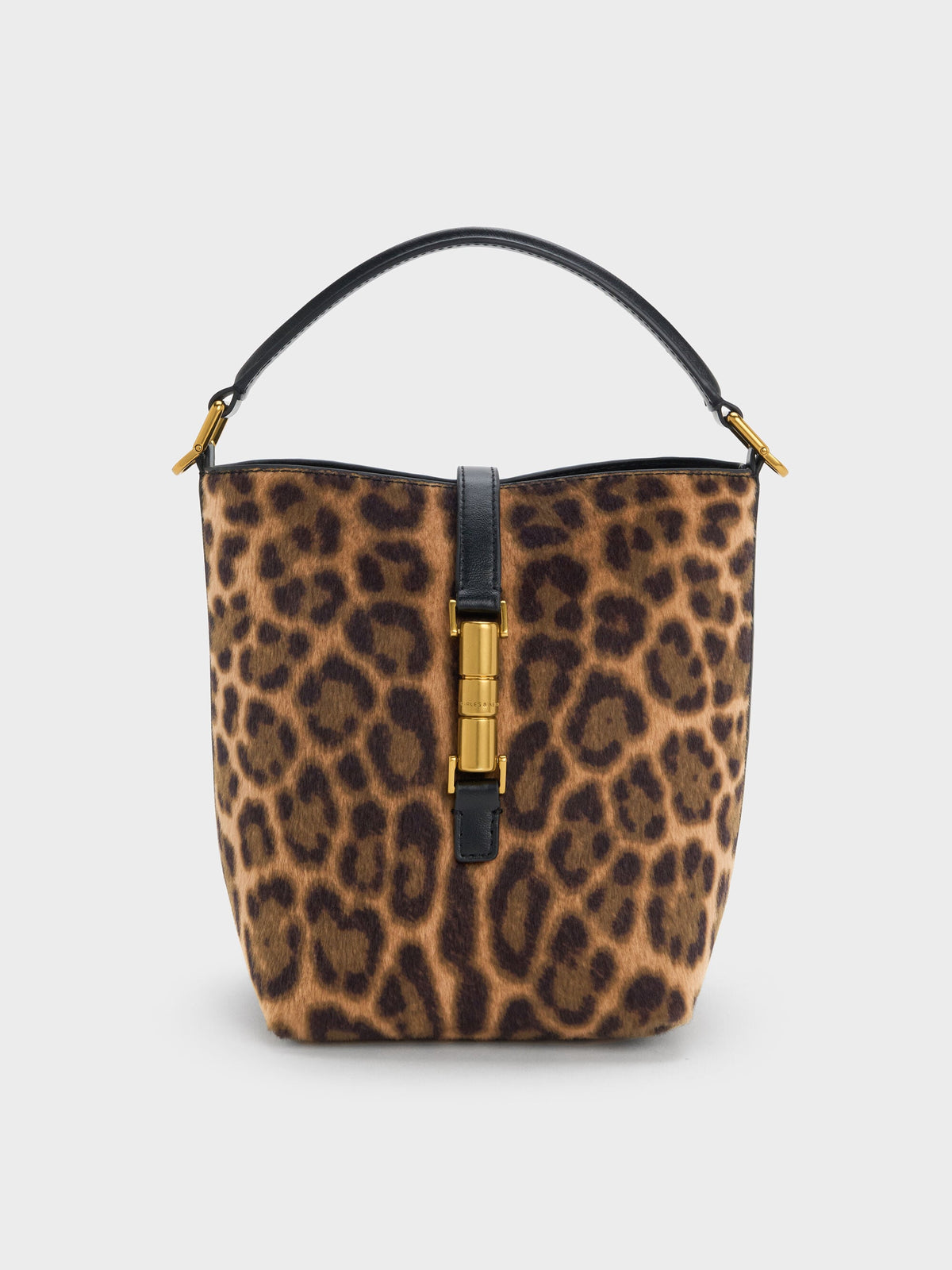 Cesia Leopard-Print Metallic-Accent Bucket Bag - Multi | CHARLES & KEITH