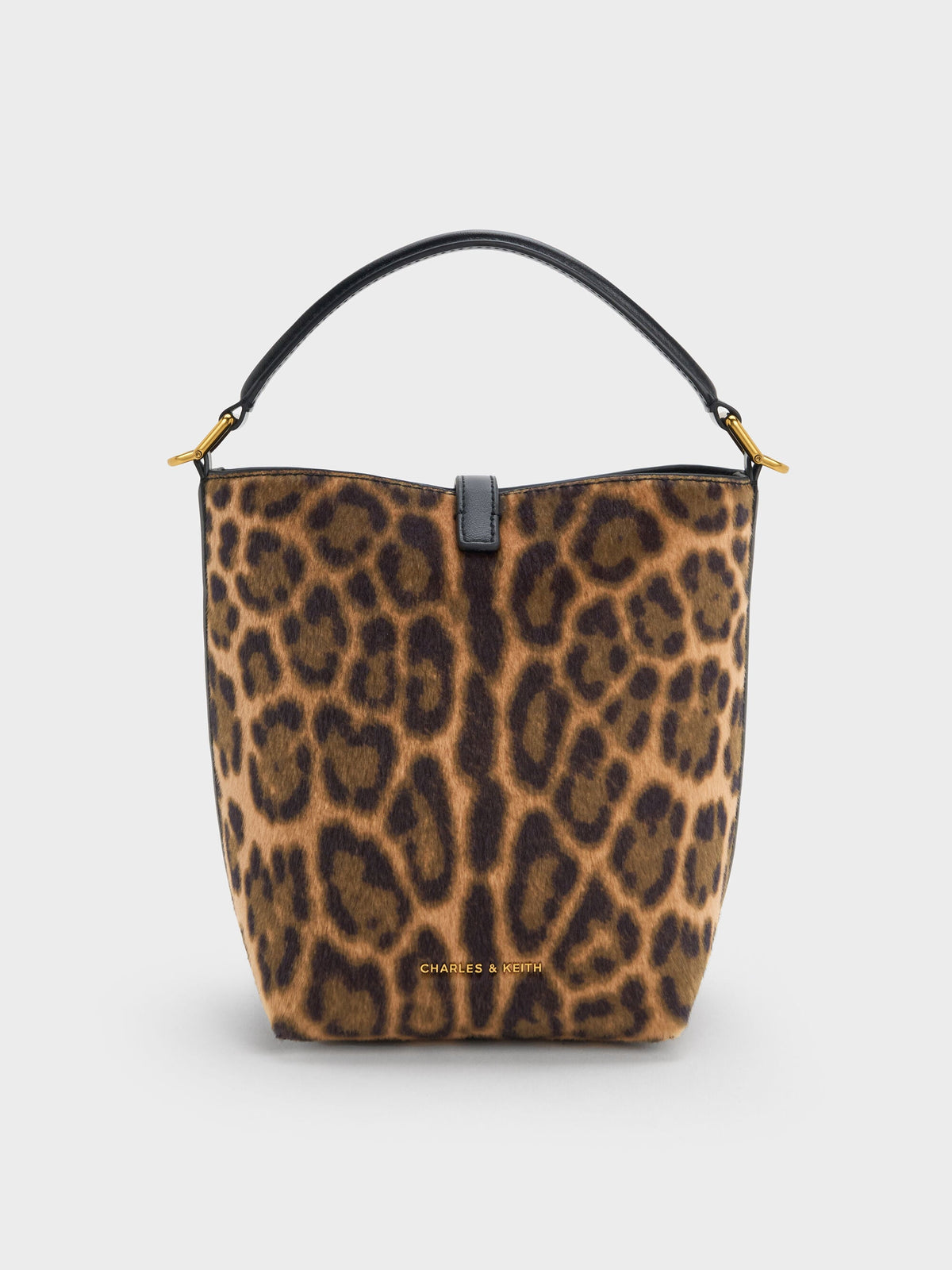 Cesia Leopard-Print Metallic-Accent Bucket Bag - Multi | CHARLES & KEITH