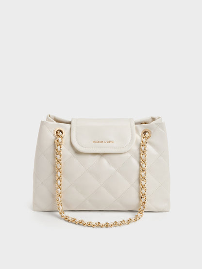 Apfra Quilted Shoulder Bag - Cream | CHARLES & KEITH