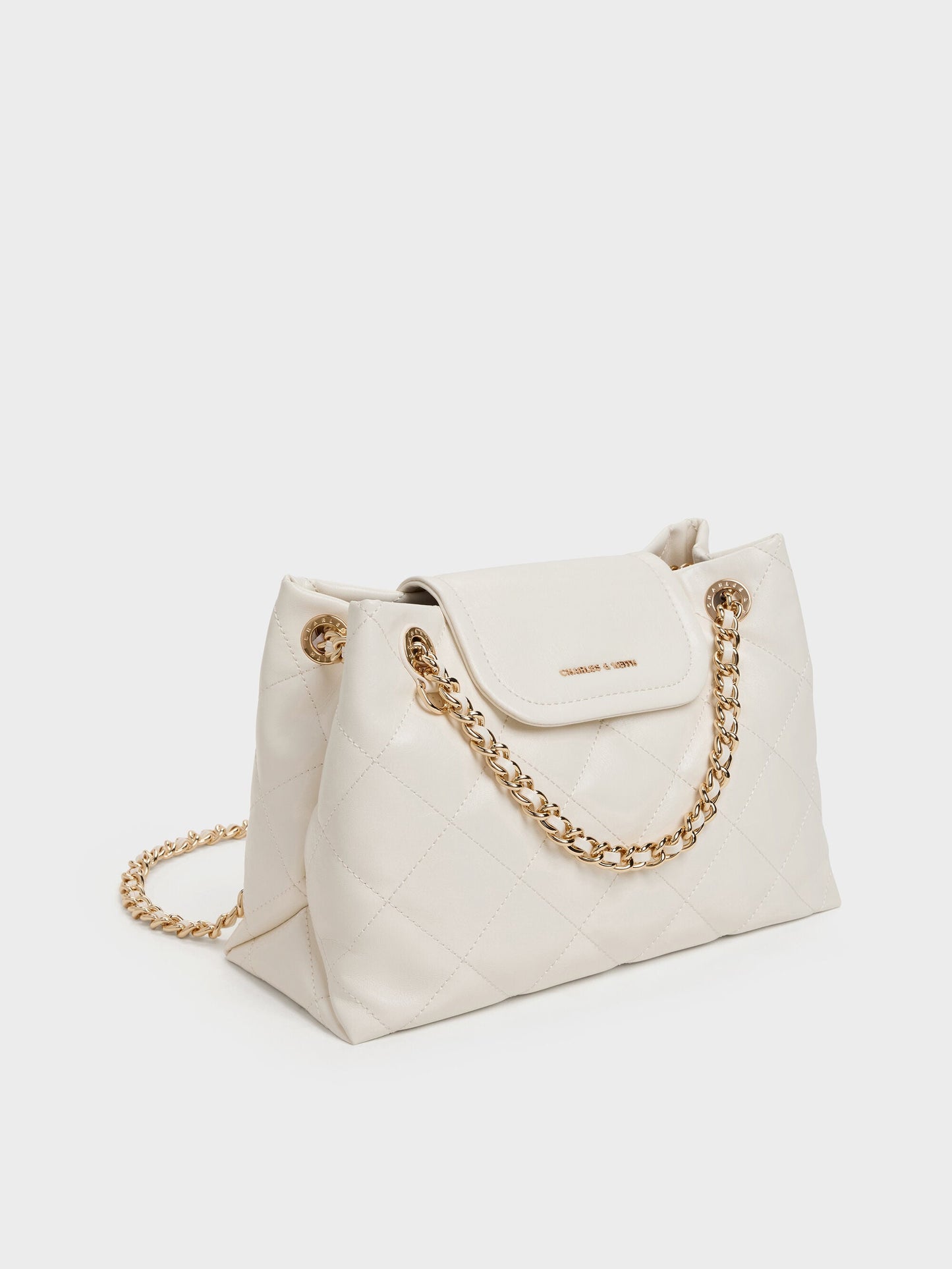 Apfra Quilted Shoulder Bag - Cream | CHARLES & KEITH