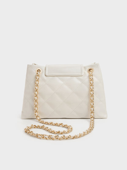 Apfra Quilted Shoulder Bag - Cream | CHARLES & KEITH