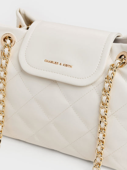 Apfra Quilted Shoulder Bag - Cream | CHARLES & KEITH
