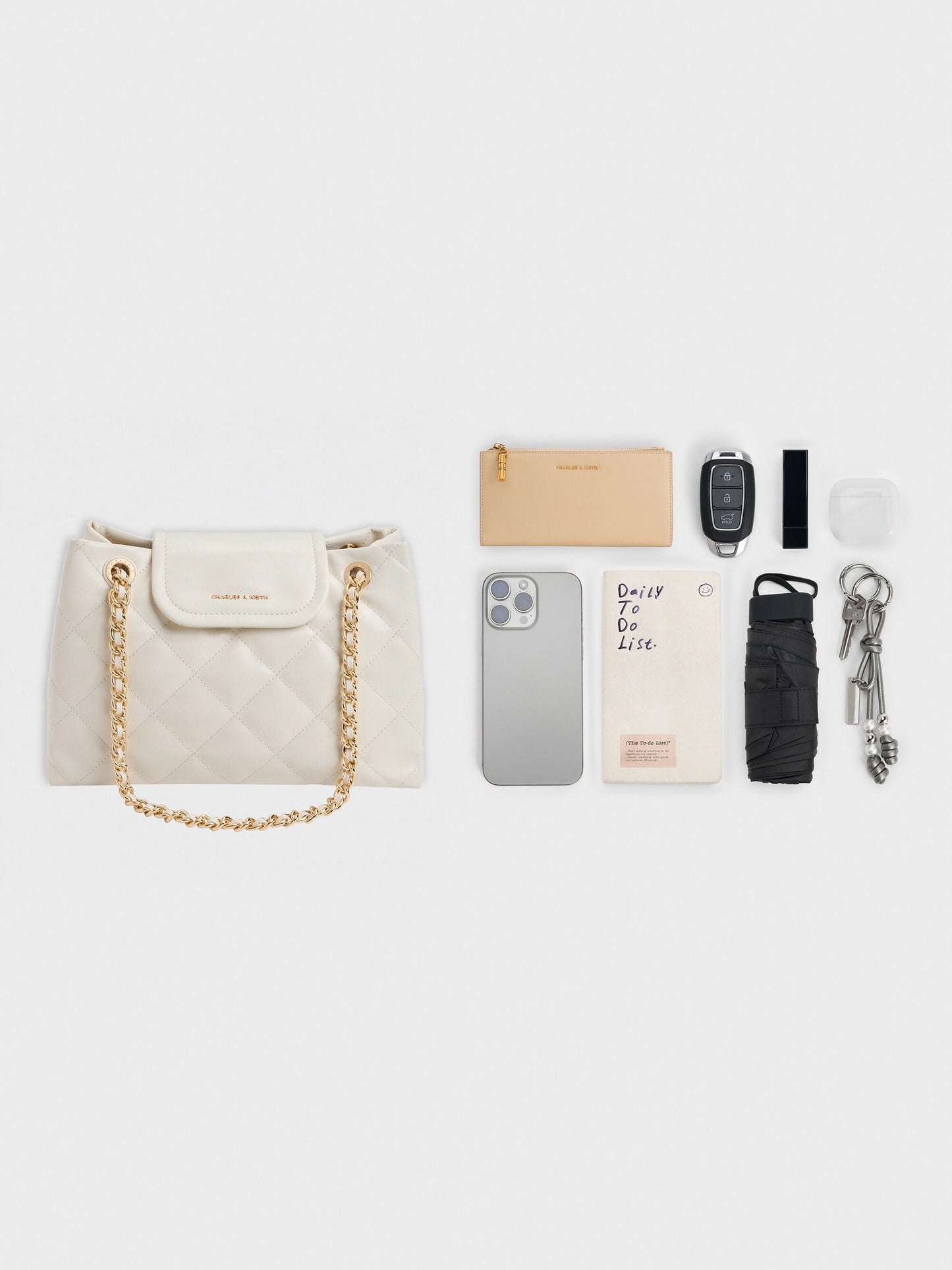 Apfra Quilted Shoulder Bag - Cream | CHARLES & KEITH
