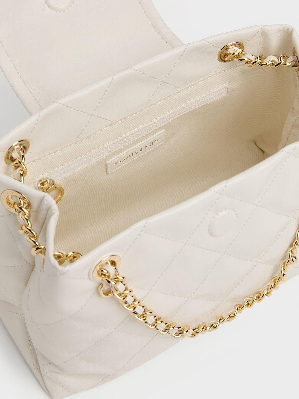 Apfra Quilted Shoulder Bag - Cream | CHARLES & KEITH