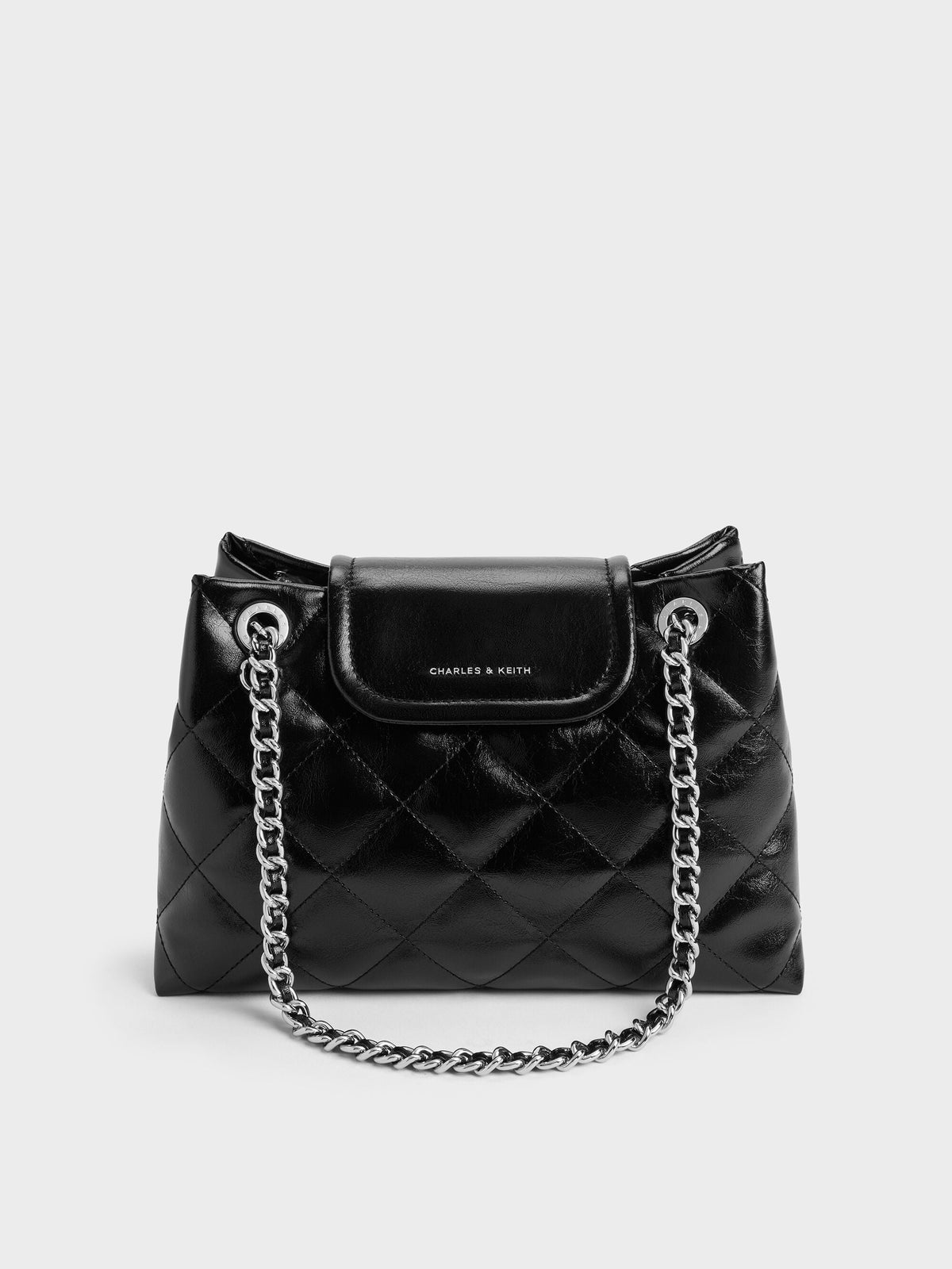 Apfra Quilted Shoulder Bag - Noir | CHARLES & KEITH