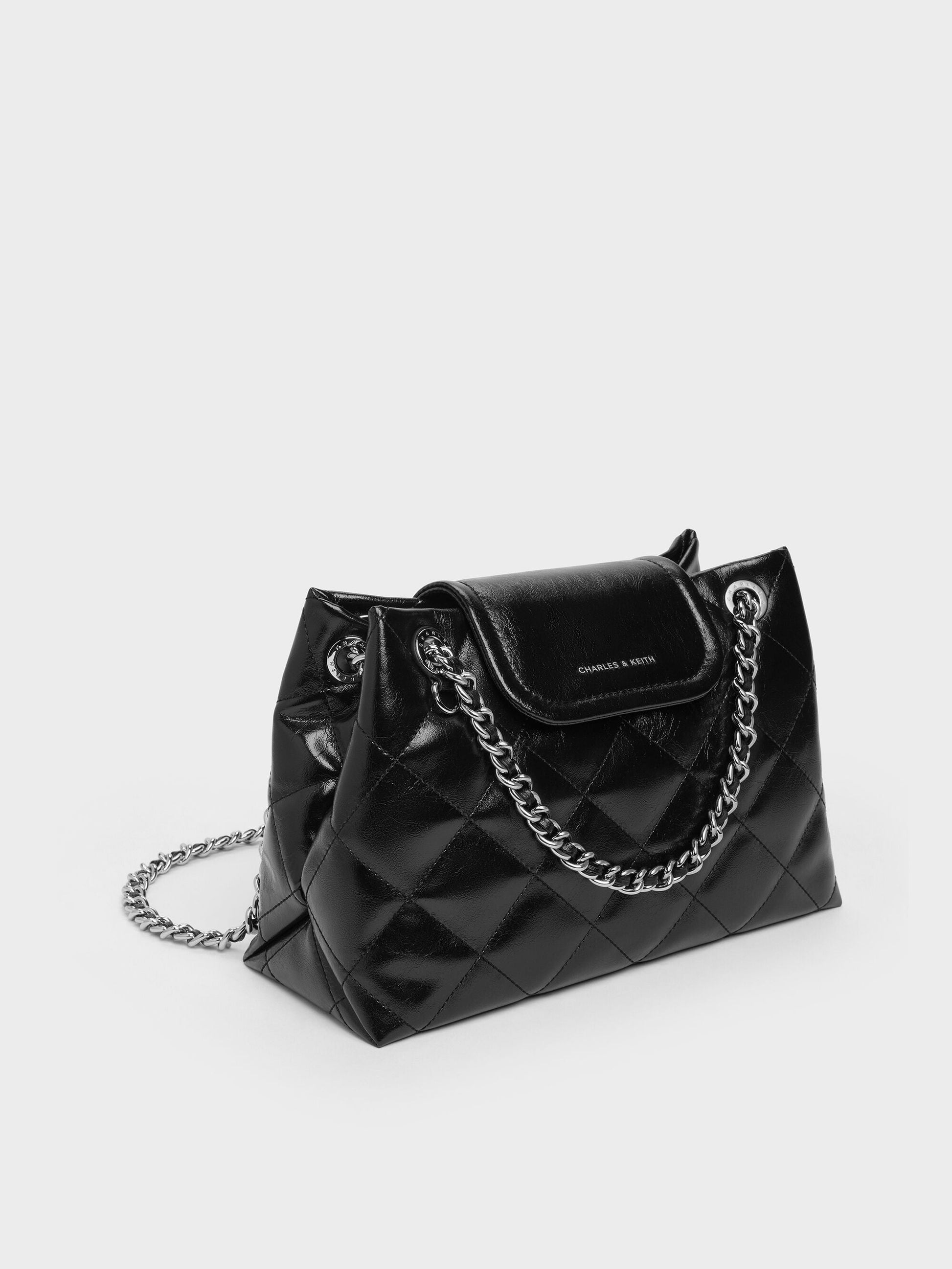 Apfra Quilted Shoulder Bag - Noir | CHARLES & KEITH