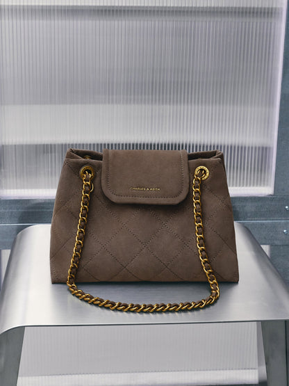 Apfra Quilted Shoulder Bag - Stone Grey | CHARLES & KEITH