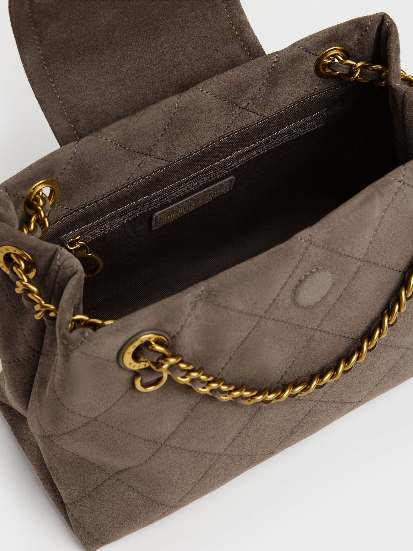 Apfra Quilted Shoulder Bag - Stone Grey | CHARLES & KEITH