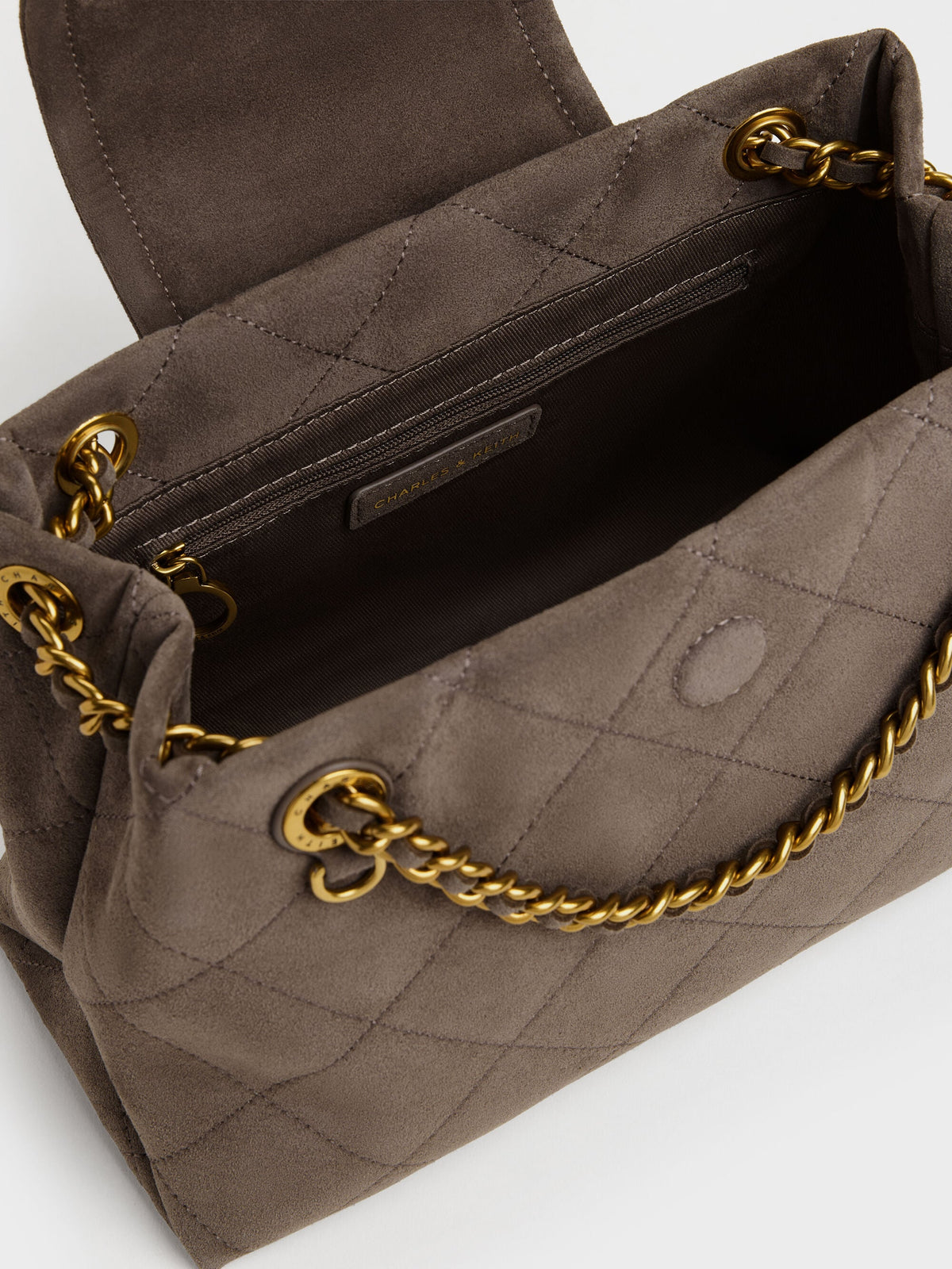 Apfra Quilted Shoulder Bag - Stone Grey | CHARLES & KEITH