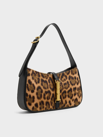 Cesia Leopard-Print Metallic-Accent Shoulder Bag - Multi | CHARLES & KEITH