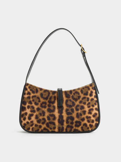 Cesia Leopard-Print Metallic-Accent Shoulder Bag - Multi | CHARLES & KEITH