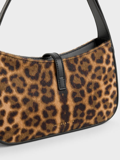 Cesia Leopard-Print Metallic-Accent Shoulder Bag - Multi | CHARLES & KEITH