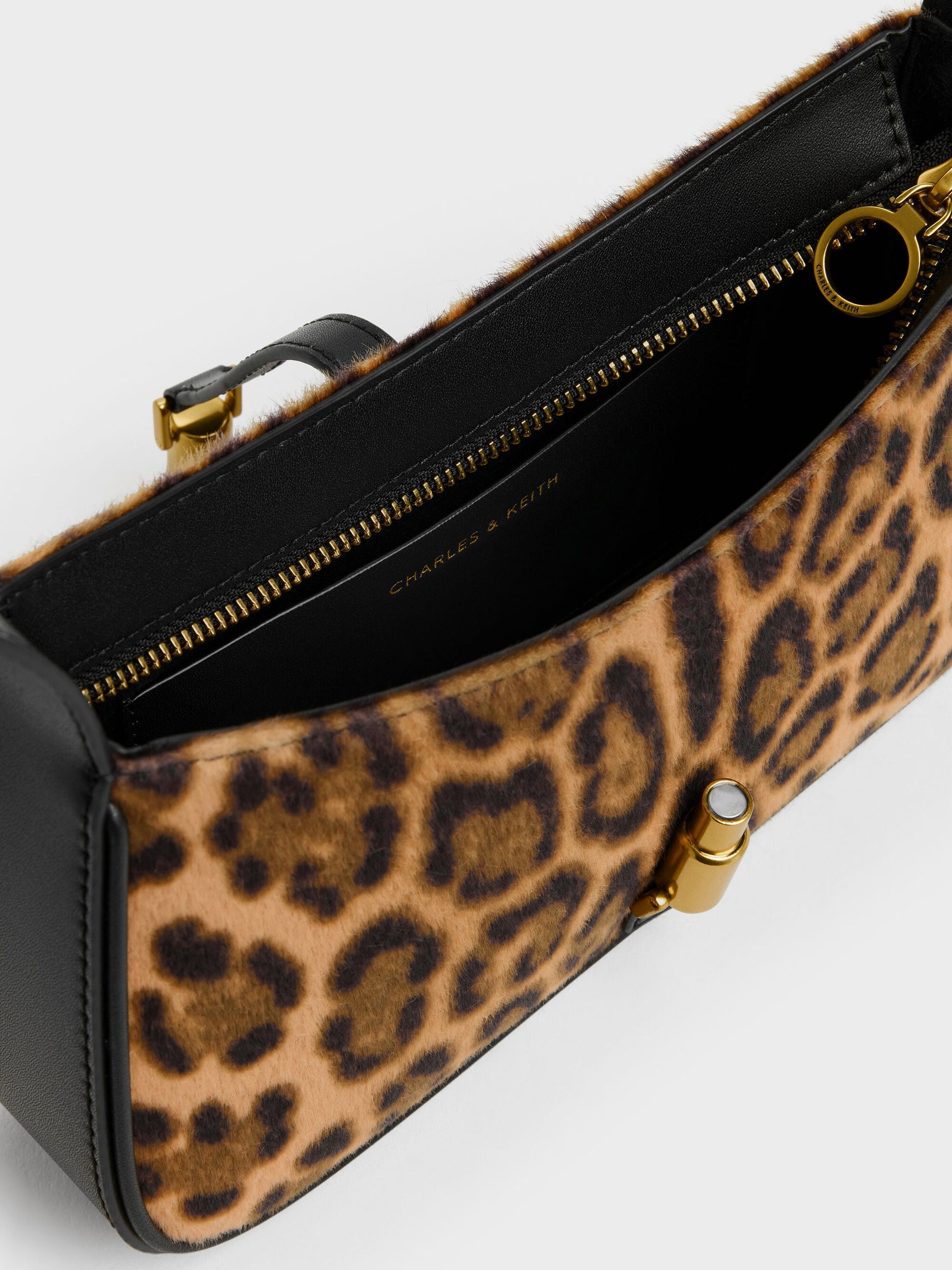 Cesia Leopard-Print Metallic-Accent Shoulder Bag - Multi | CHARLES & KEITH