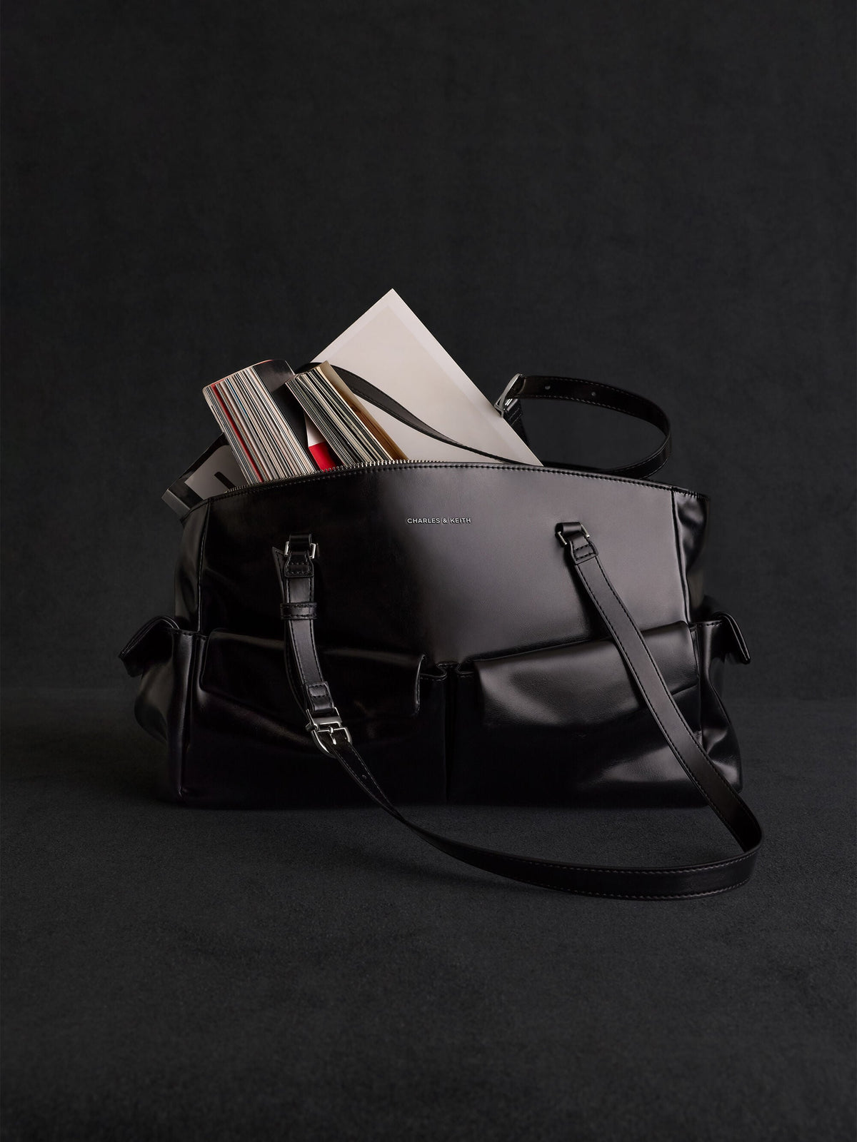 Rachel Multi-Pocket Tote Bag - Noir | CHARLES & KEITH