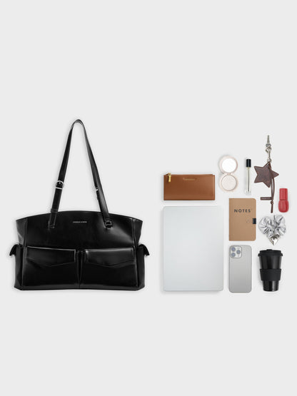 Rachel Multi-Pocket Tote Bag - Noir | CHARLES & KEITH