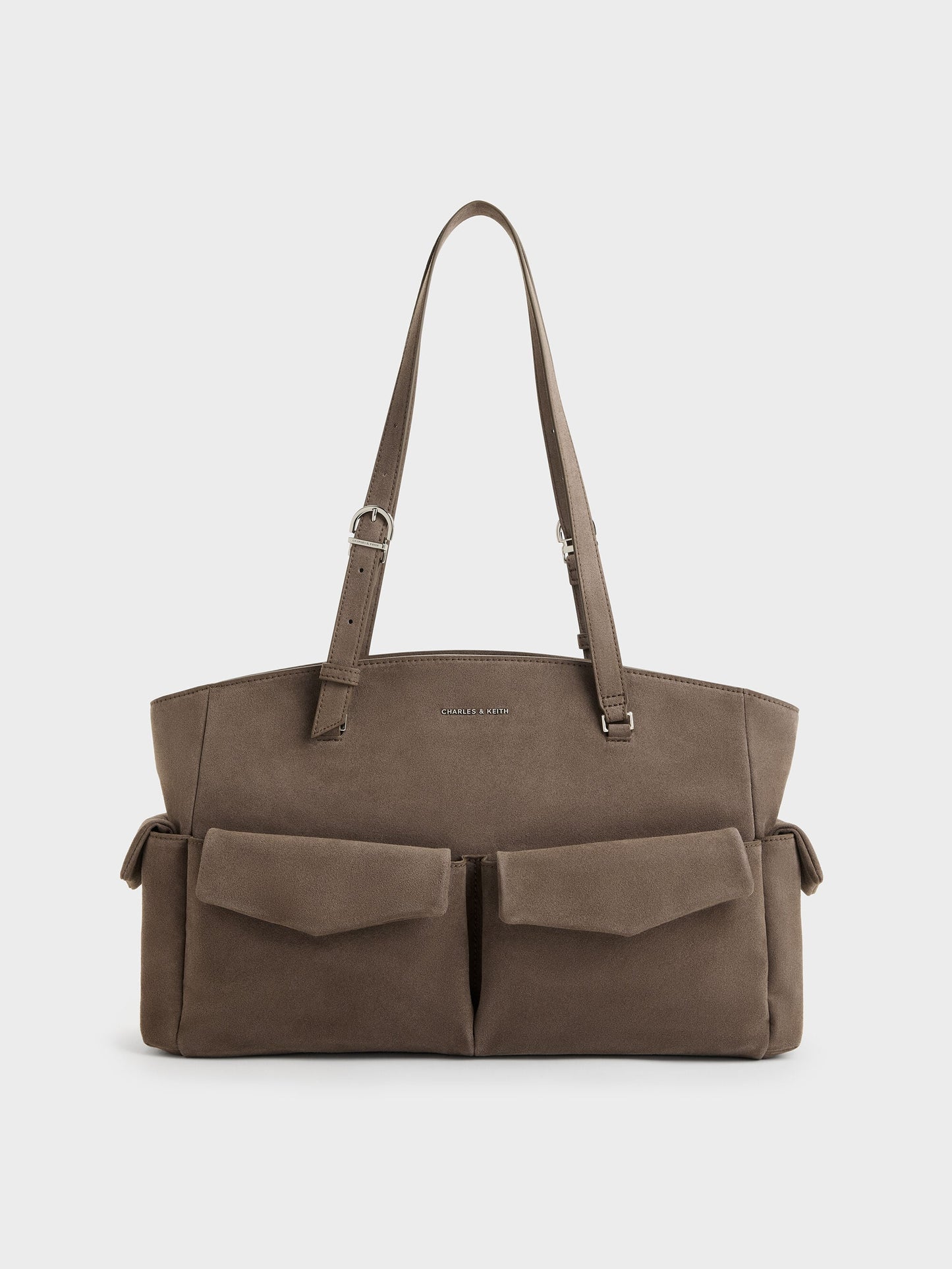 Rachel Multi-Pocket Tote Bag - Stone Grey | CHARLES & KEITH