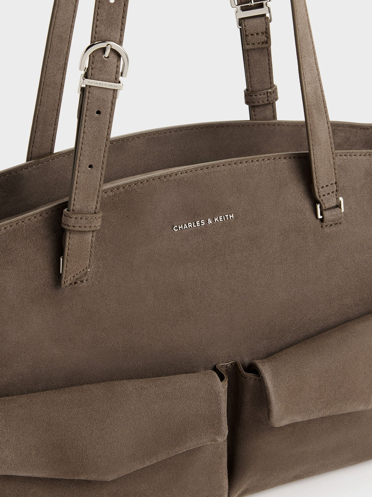 Rachel Multi-Pocket Tote Bag - Stone Grey | CHARLES & KEITH