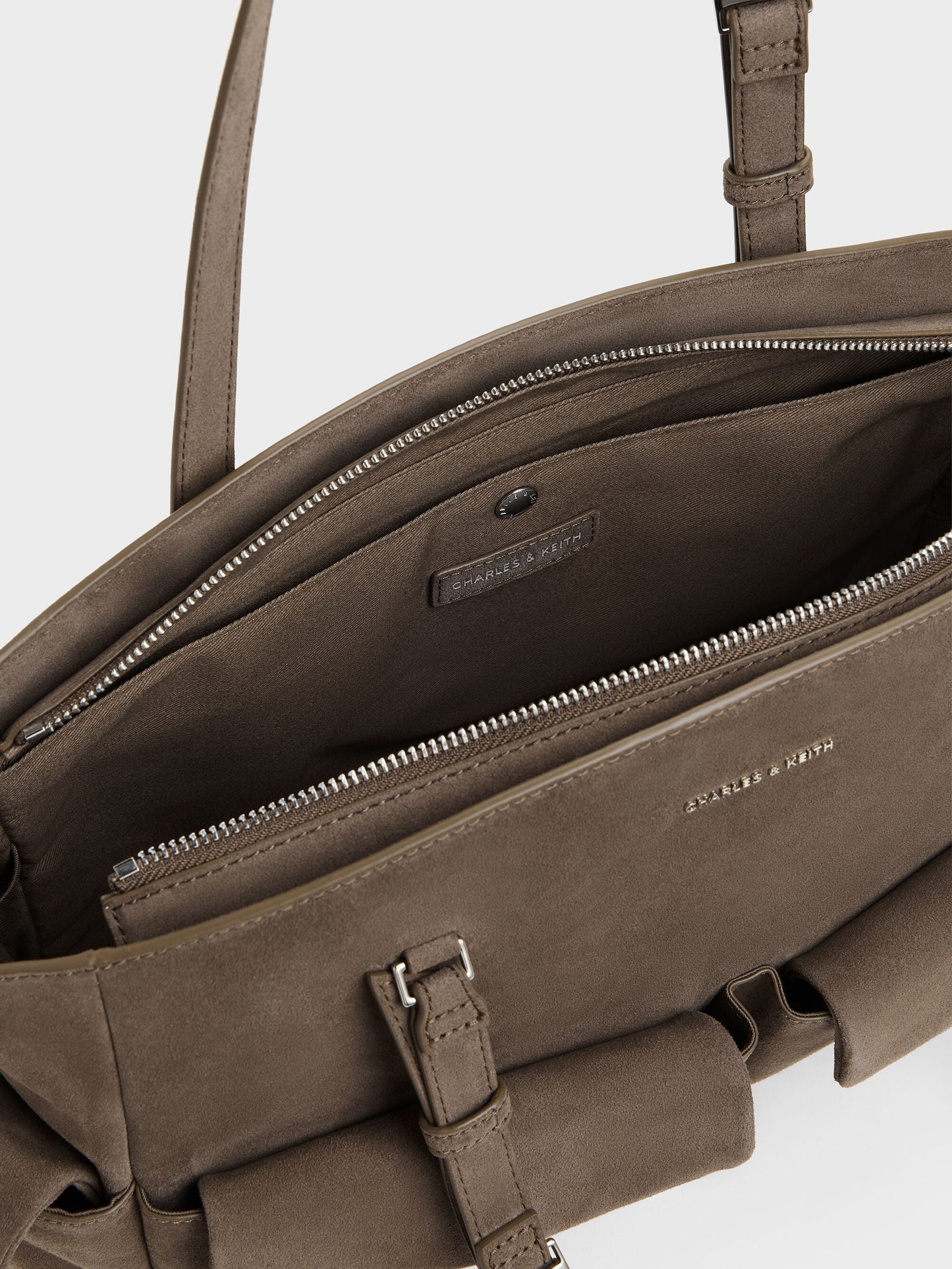 Rachel Multi-Pocket Tote Bag - Stone Grey | CHARLES & KEITH