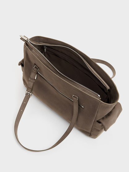 Rachel Multi-Pocket Tote Bag - Stone Grey | CHARLES & KEITH