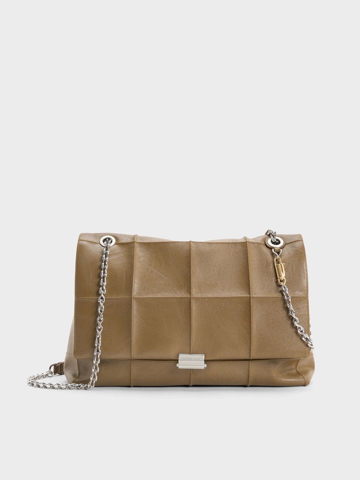 Large Delfina Quilted Chain-Strap Shoulder Bag - Walnut Brown | CHARLES & KEITH