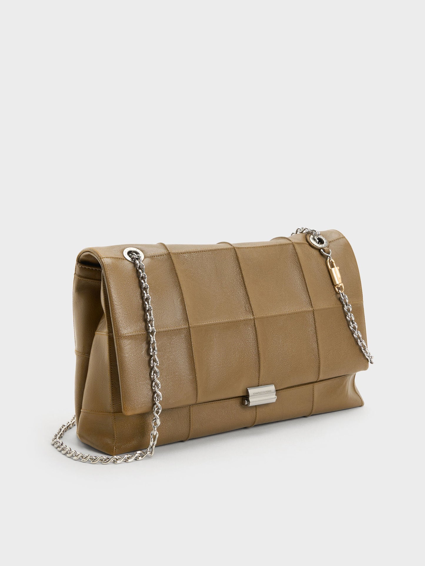 Large Delfina Quilted Chain-Strap Shoulder Bag - Walnut Brown | CHARLES & KEITH