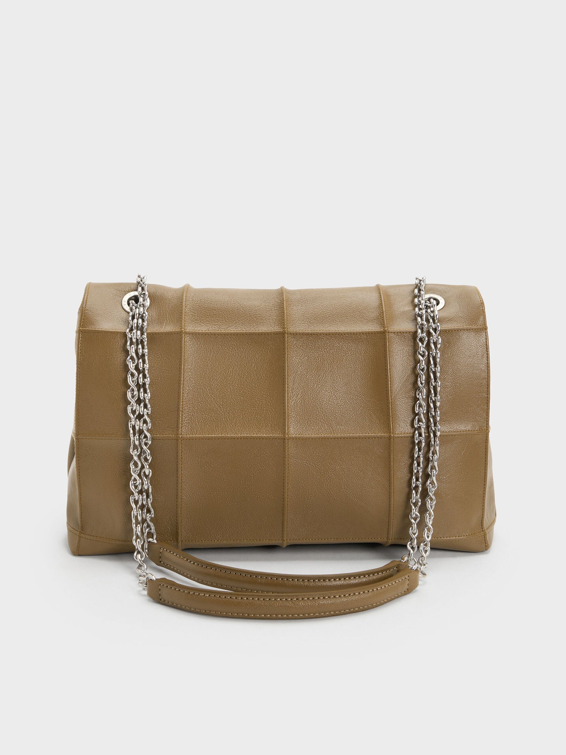 Large Delfina Quilted Chain-Strap Shoulder Bag - Walnut Brown | CHARLES & KEITH