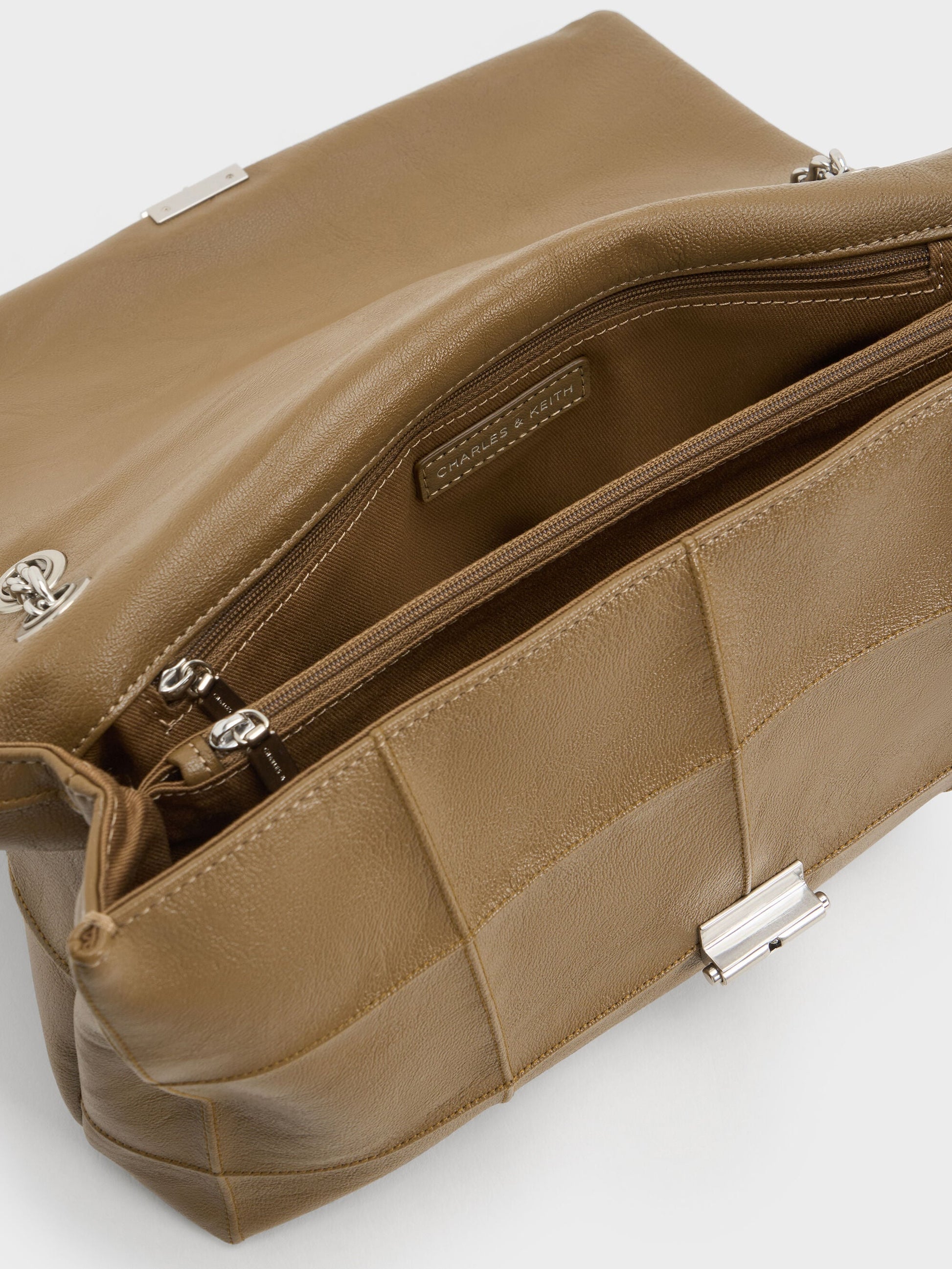 Large Delfina Quilted Chain-Strap Shoulder Bag - Walnut Brown | CHARLES & KEITH