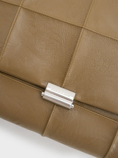 Large Delfina Quilted Chain-Strap Shoulder Bag - Walnut Brown | CHARLES & KEITH