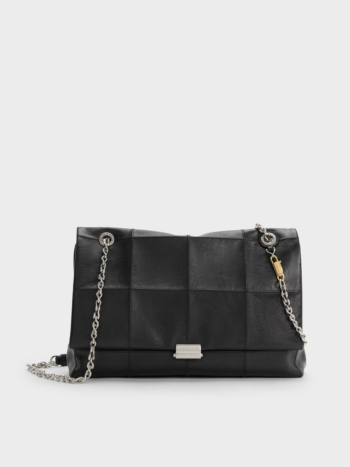 Large Delfina Quilted Chain-Strap Shoulder Bag - Black | CHARLES & KEITH