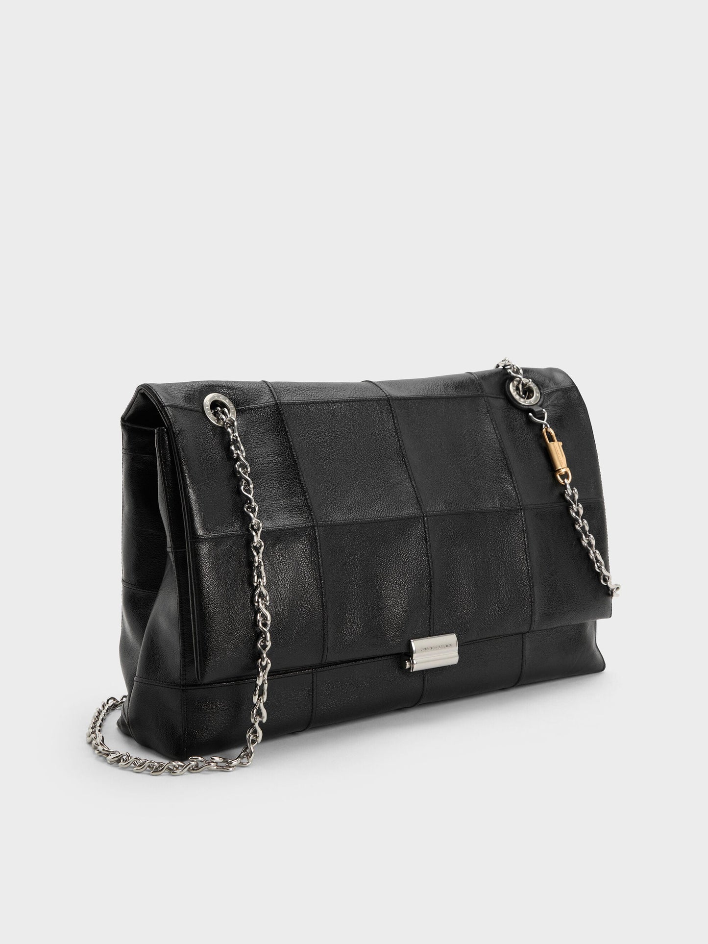 Large Delfina Quilted Chain-Strap Shoulder Bag - Black | CHARLES & KEITH