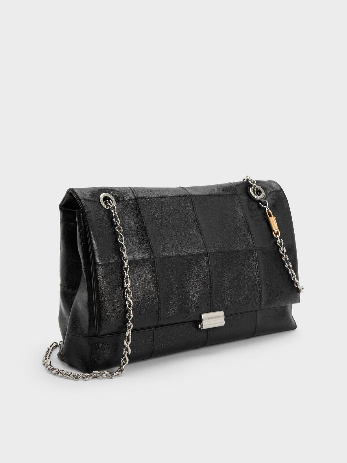 Large Delfina Quilted Chain-Strap Shoulder Bag - Black | CHARLES & KEITH