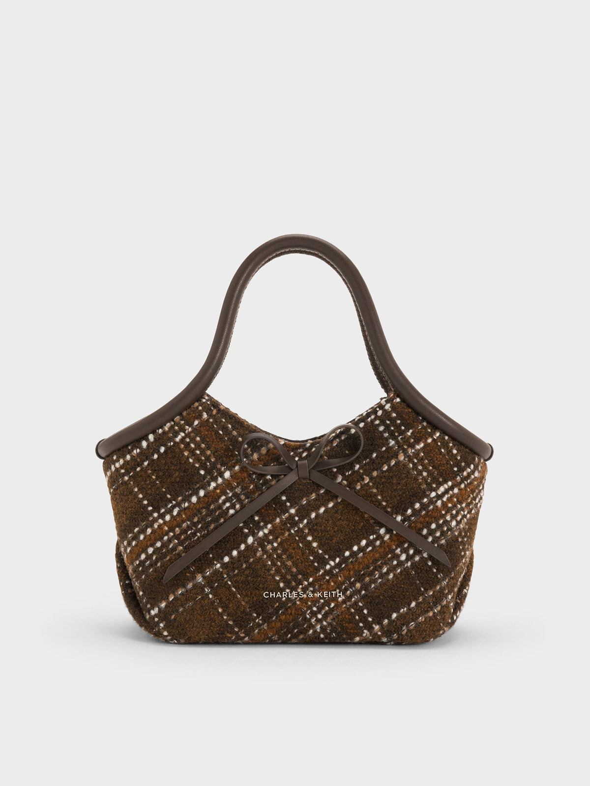 Hazel Checkered Bow Tubular Top Handle Bag - Multi | CHARLES & KEITH