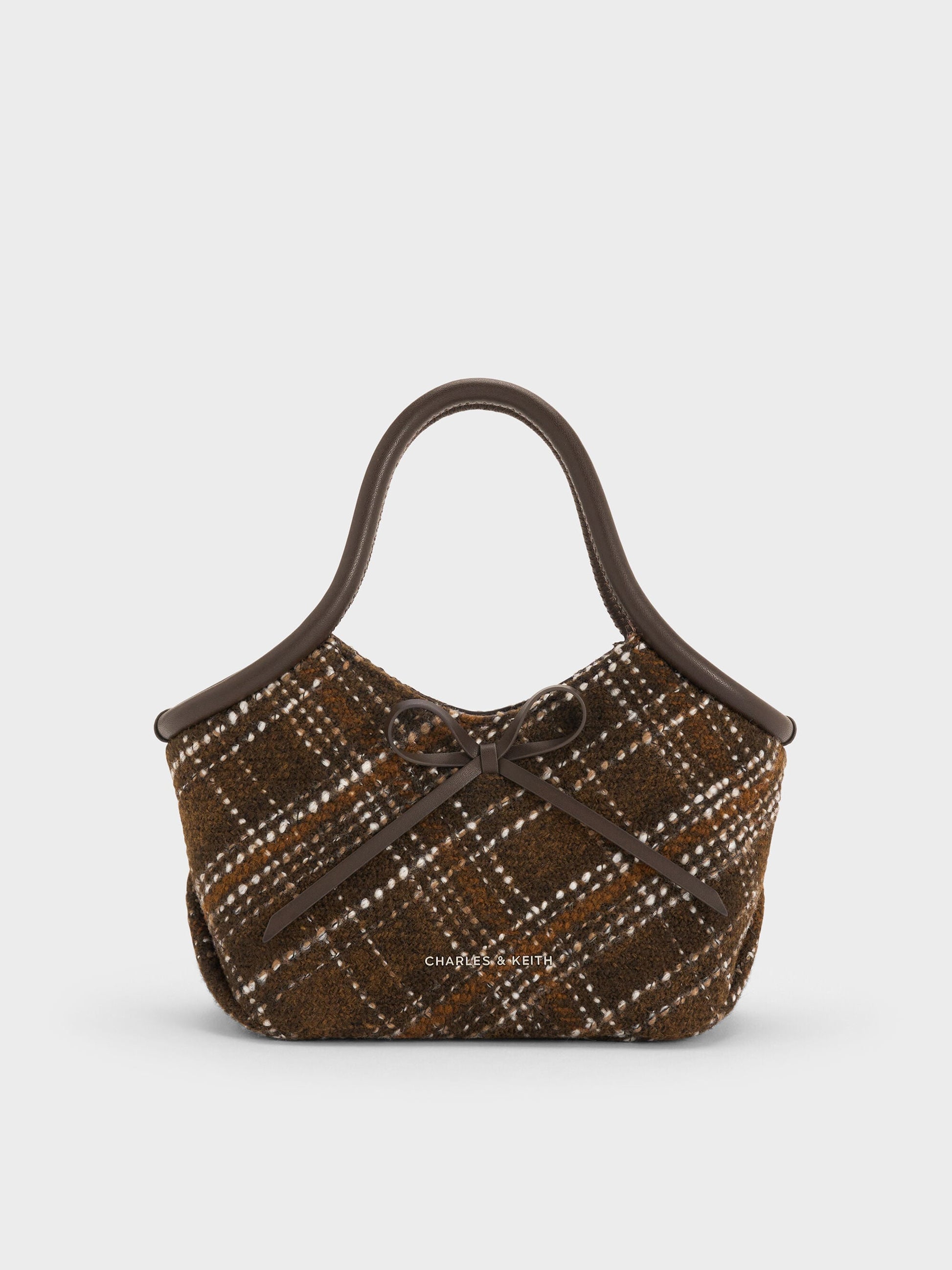 Hazel Checkered Bow Tubular Top Handle Bag - Multi | CHARLES & KEITH