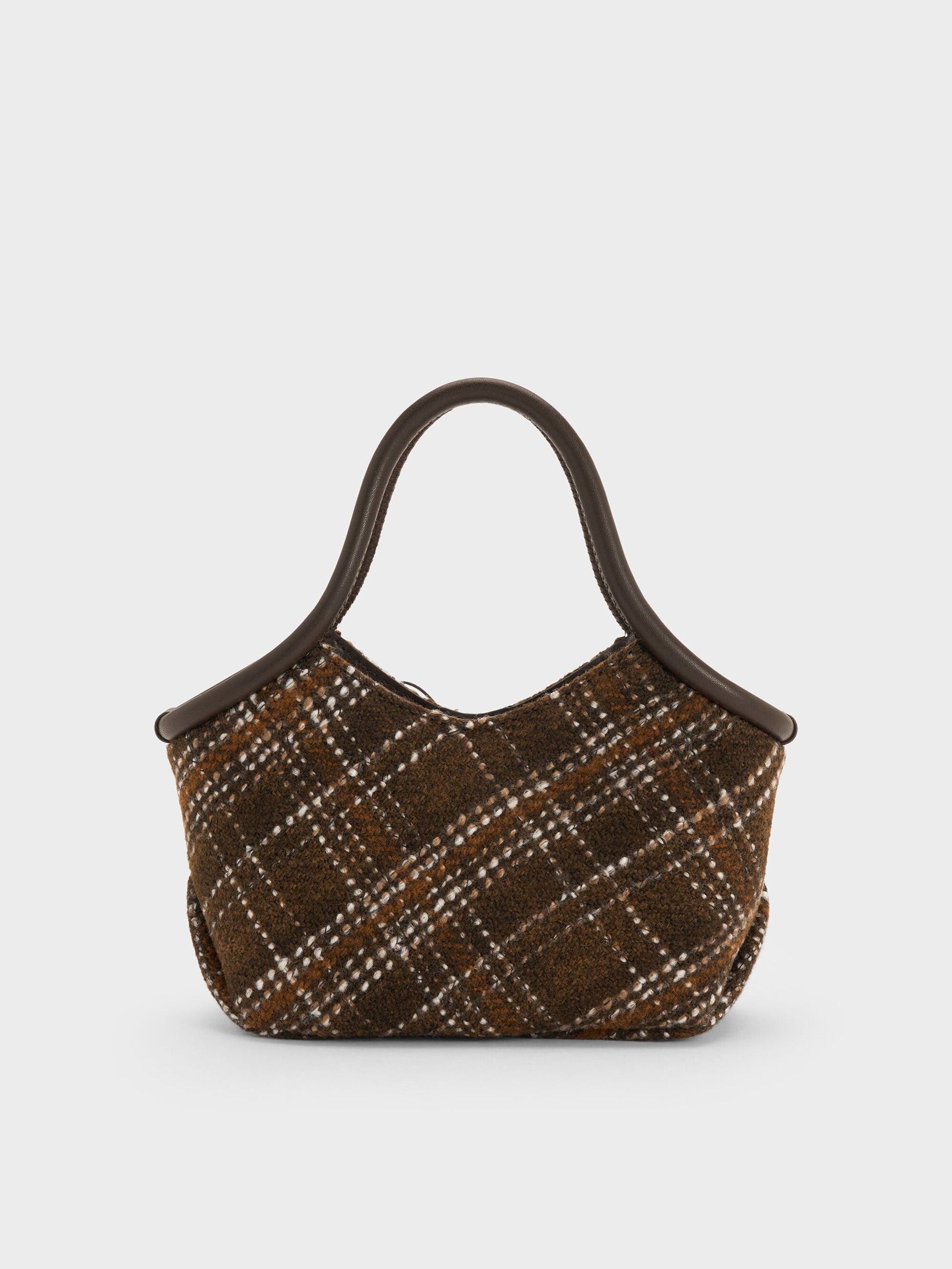 Hazel Checkered Bow Tubular Top Handle Bag - Multi | CHARLES & KEITH