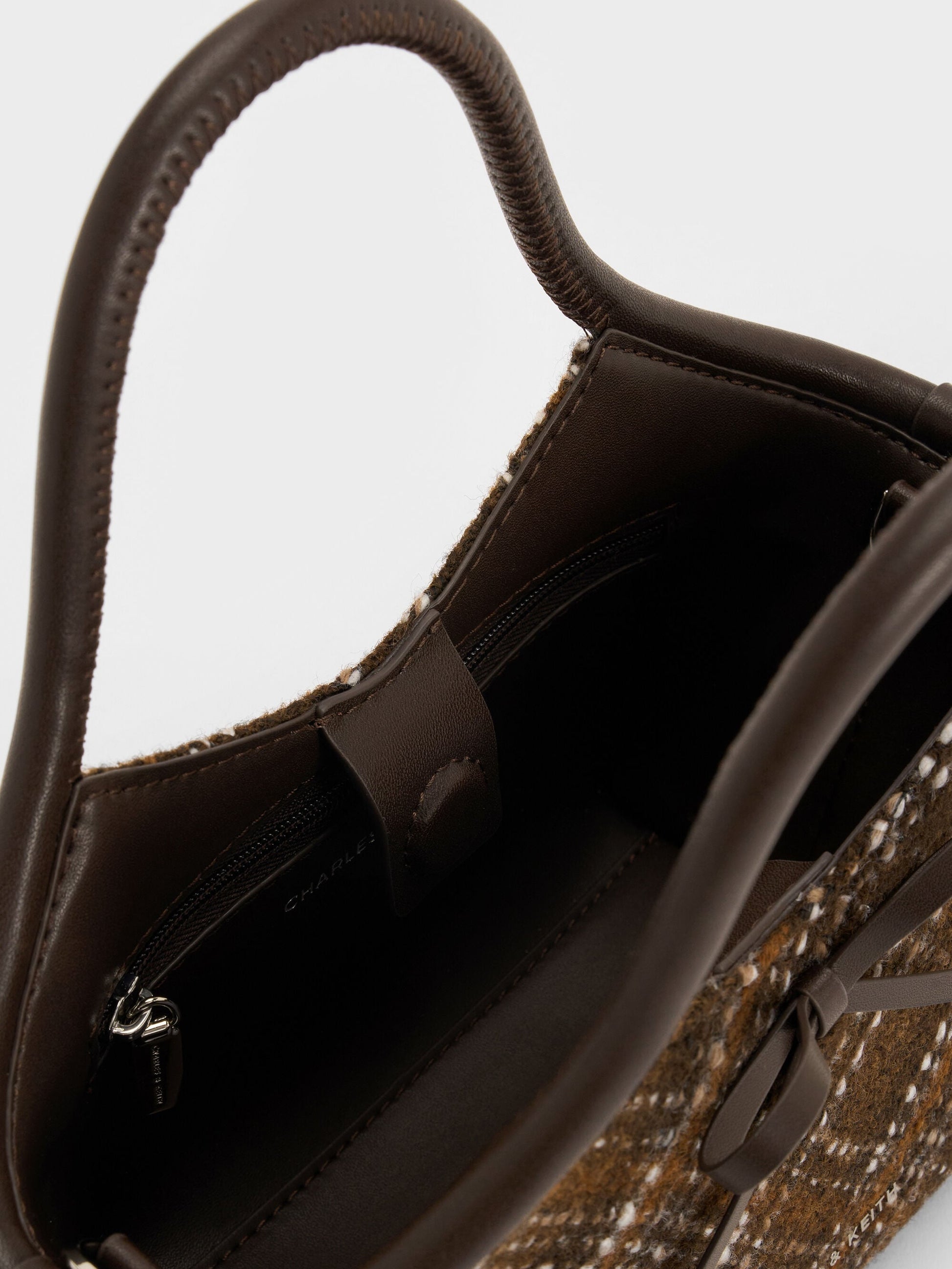 Hazel Checkered Bow Tubular Top Handle Bag - Multi | CHARLES & KEITH