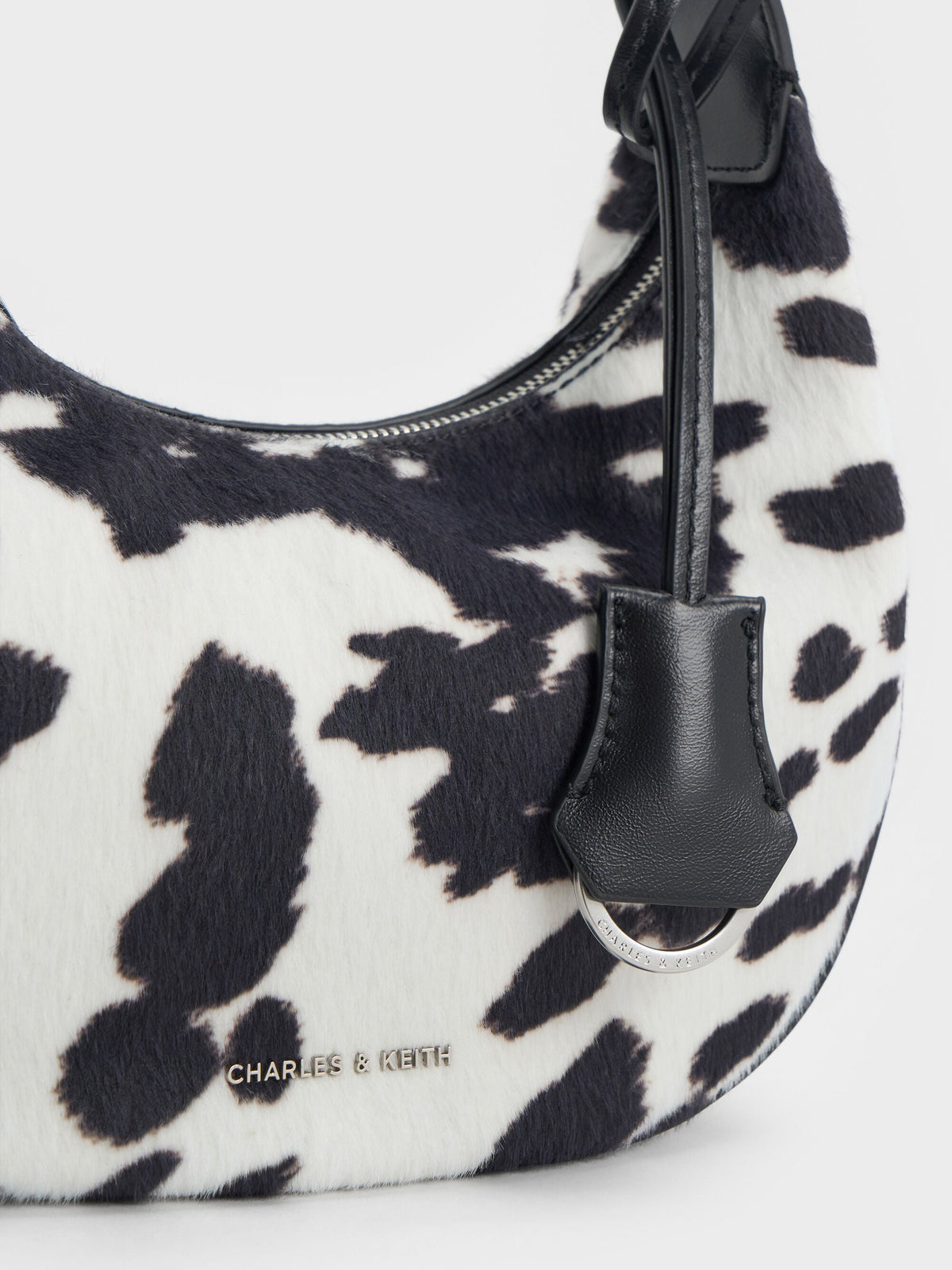 Vega Furry Cow-Print Hobo Bag - Multi | CHARLES & KEITH