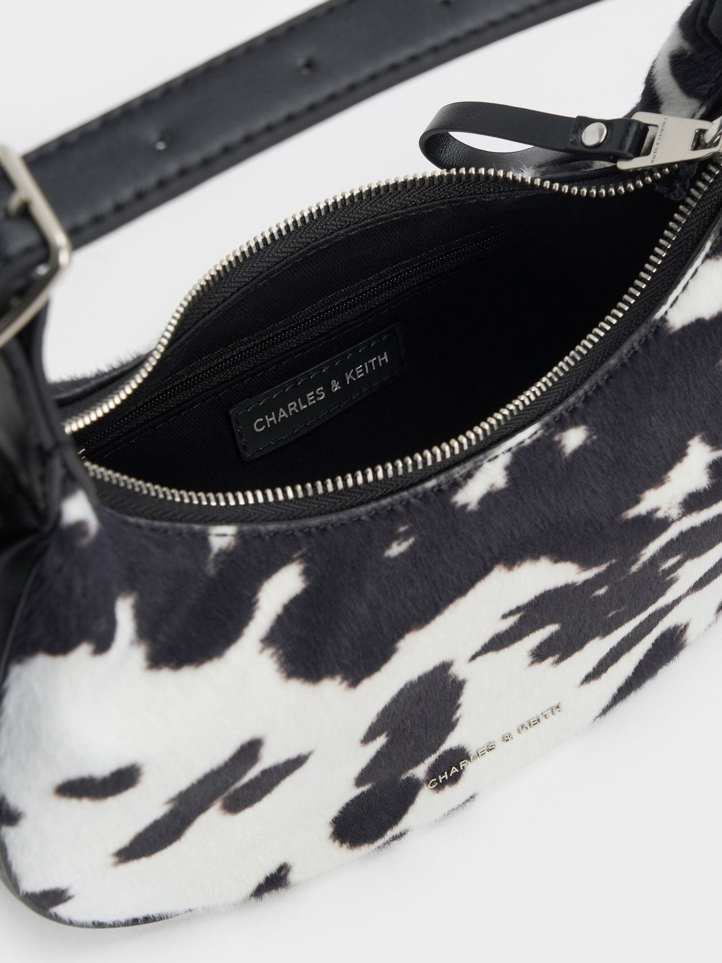Vega Furry Cow-Print Hobo Bag - Multi | CHARLES & KEITH