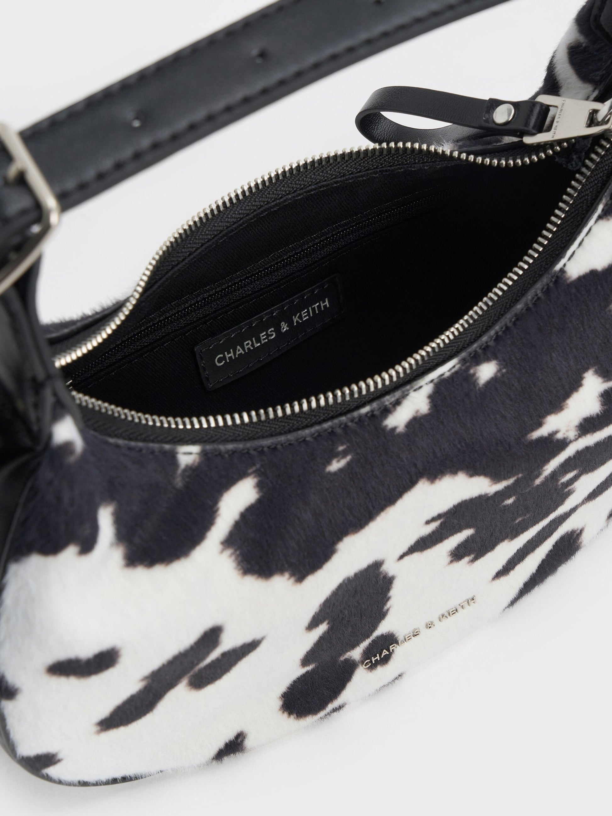 Vega Furry Cow-Print Hobo Bag - Multi | CHARLES & KEITH