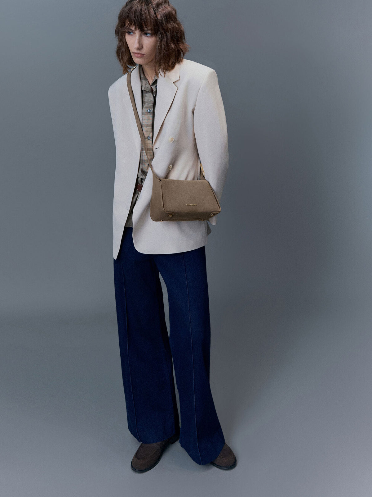 Aislin Shoulder Bag - Stone Grey | CHARLES & KEITH