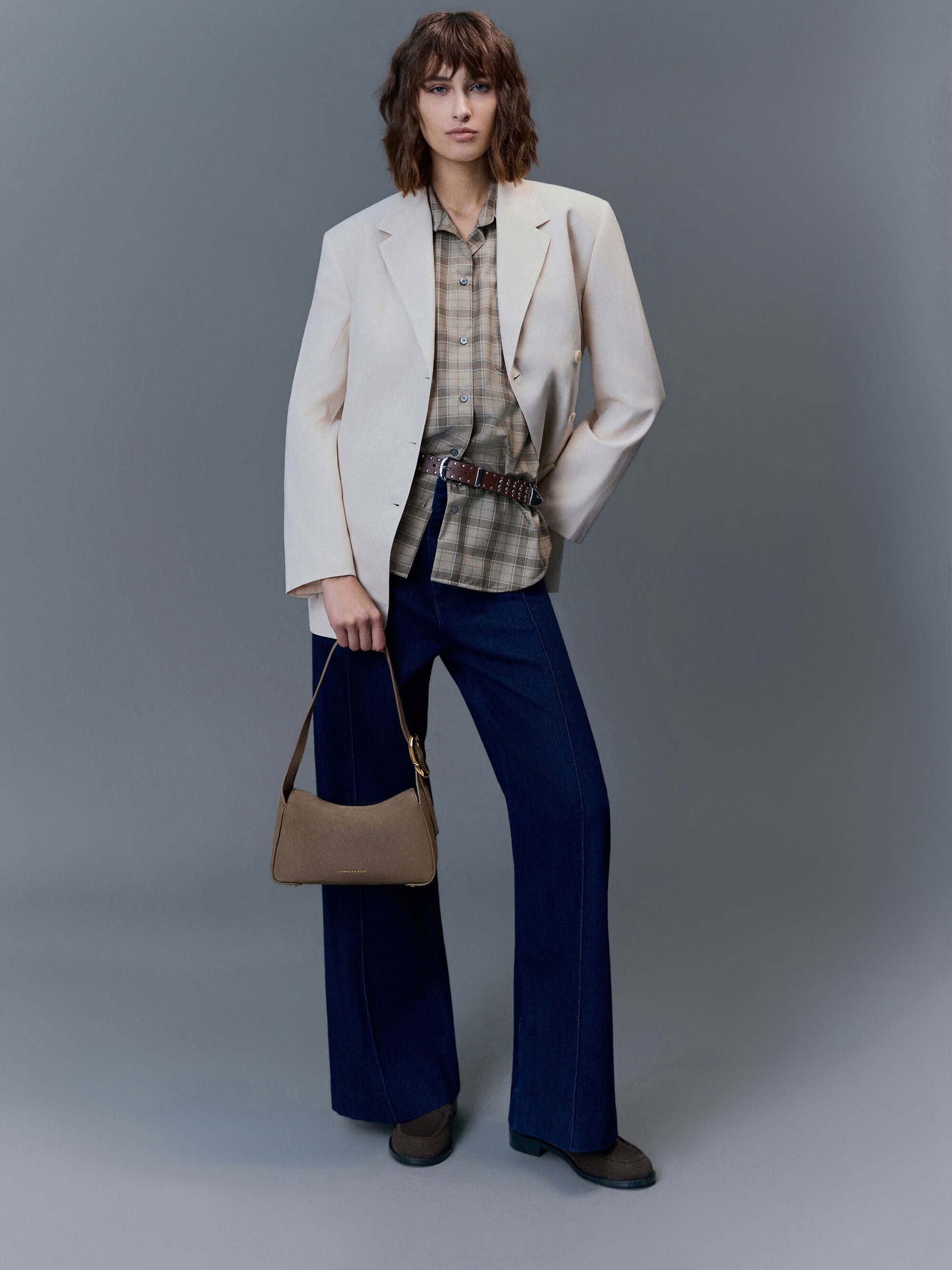 Aislin Shoulder Bag - Stone Grey | CHARLES & KEITH