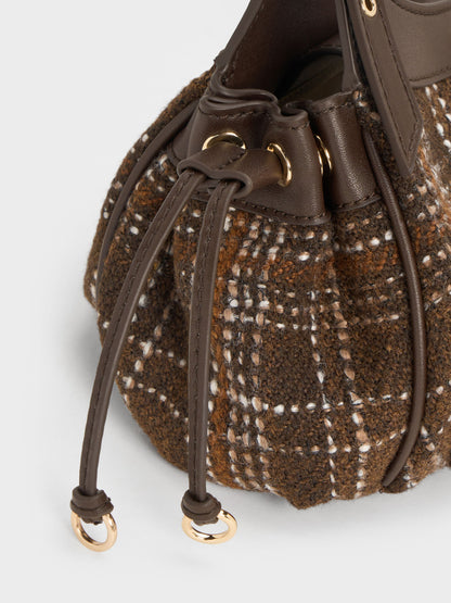 Mini Lillith Checkered Drawstring Bucket Bag - Multi | CHARLES & KEITH