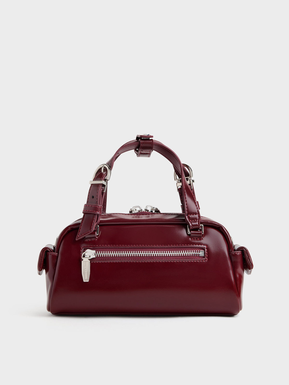 Rachel Multi-Pocket Bowling Bag - Burgundy | CHARLES & KEITH