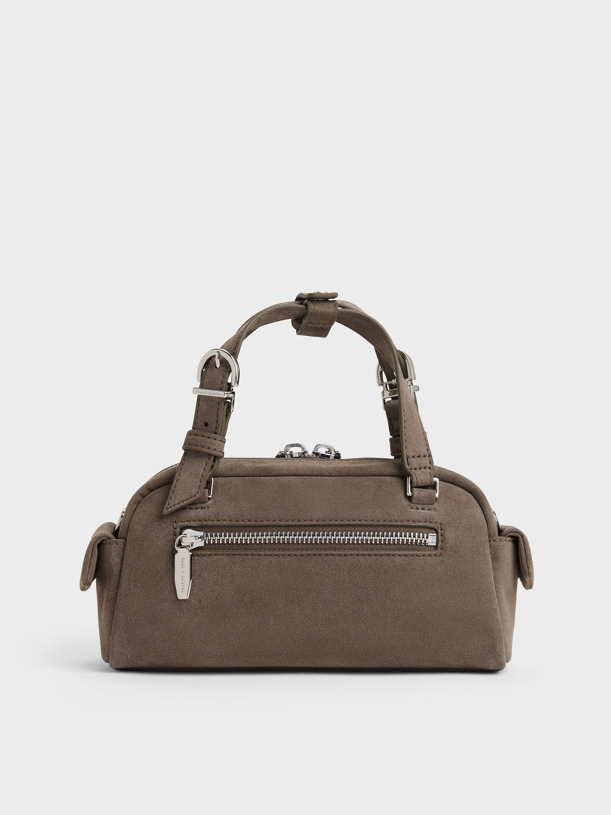 Rachel Multi-Pocket Bowling Bag - Stone Grey | CHARLES & KEITH