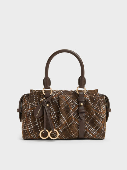 Britton Checkered Top Handle Tote Bag - Multi | CHARLES & KEITH