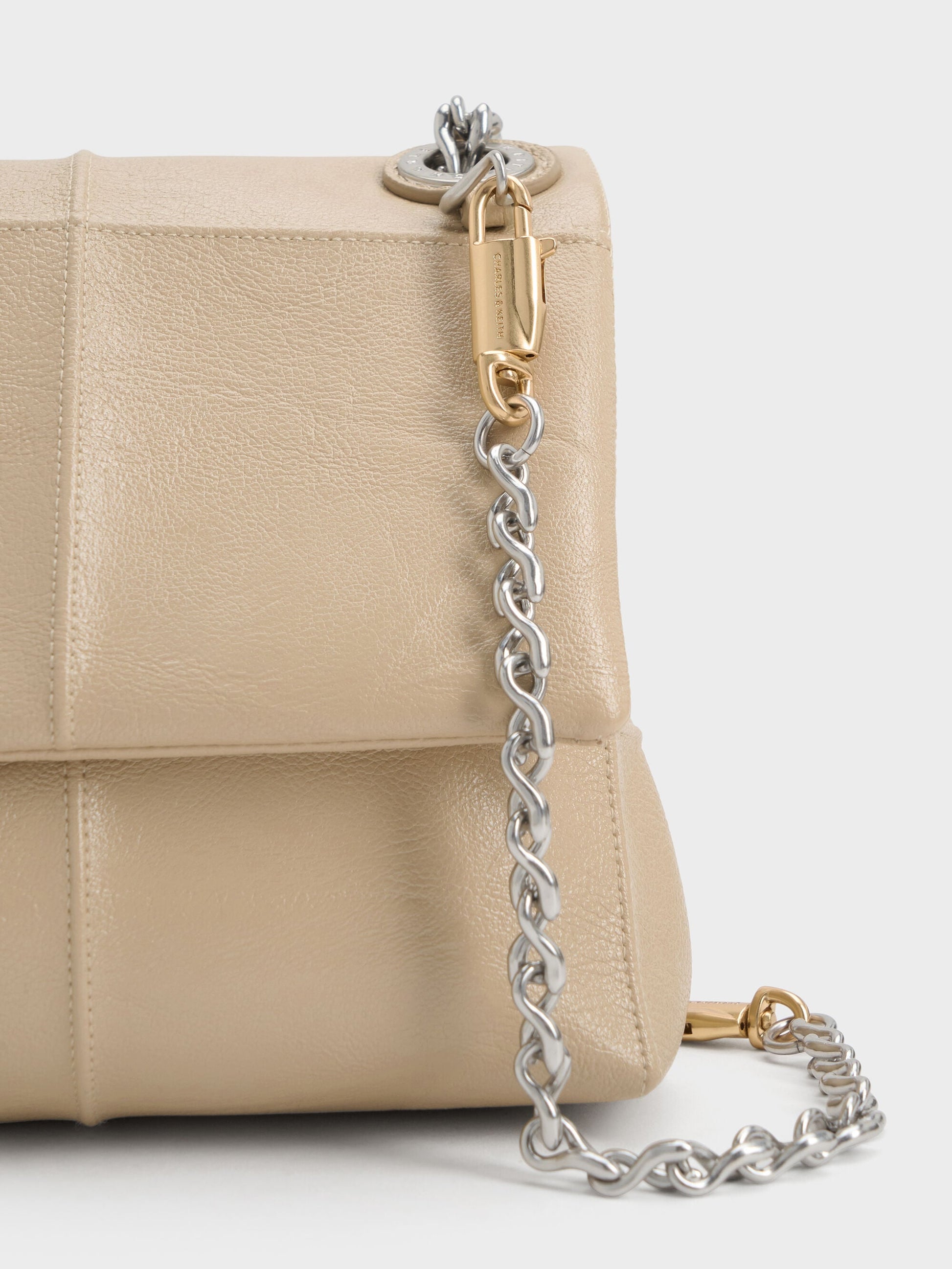 Delfina Quilted Chain-Strap Shoulder Bag - Sand Beige | CHARLES & KEITH
