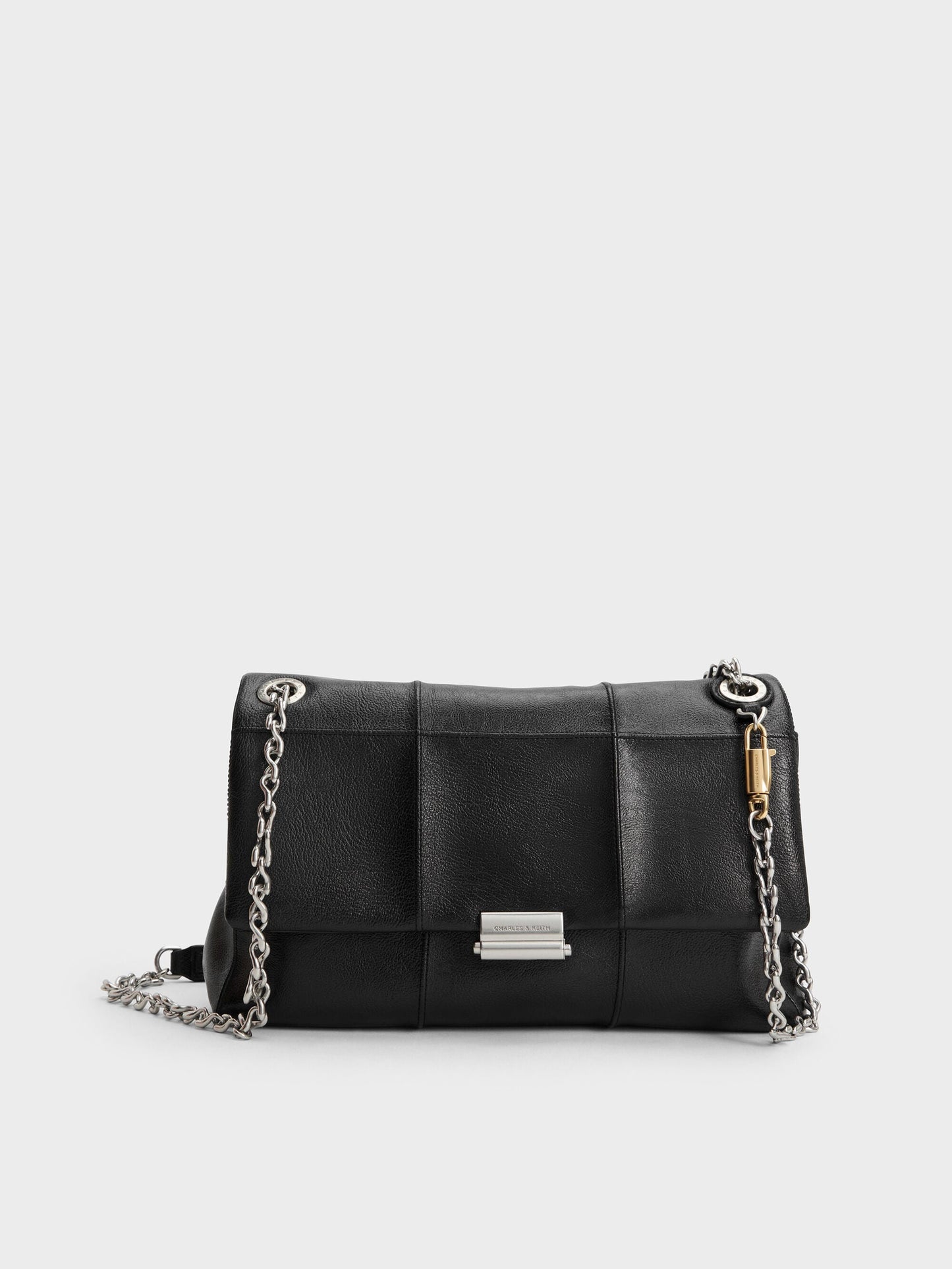 Delfina Quilted Chain-Strap Shoulder Bag - Black | CHARLES & KEITH