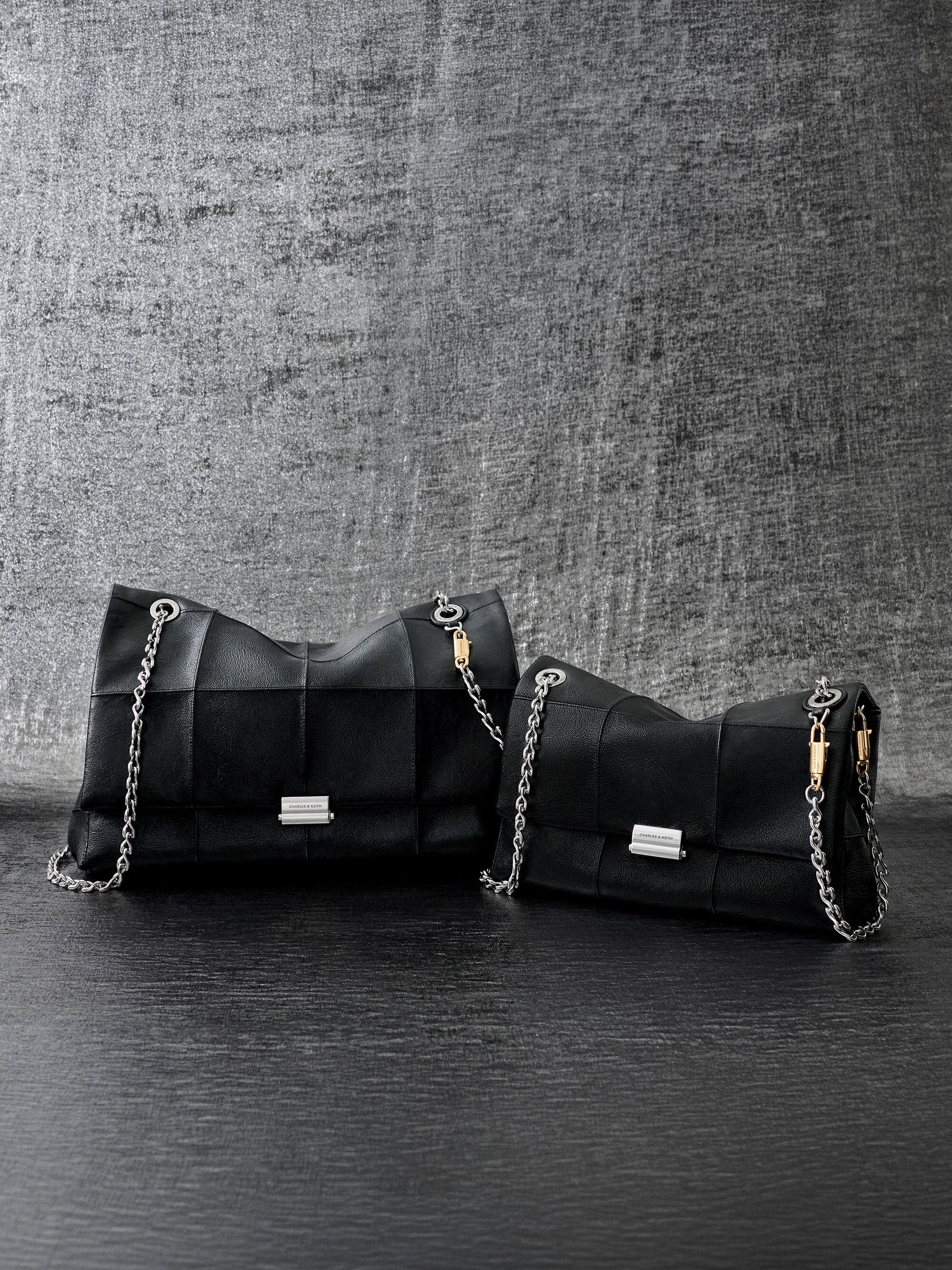 Delfina Quilted Chain-Strap Shoulder Bag - Black | CHARLES & KEITH