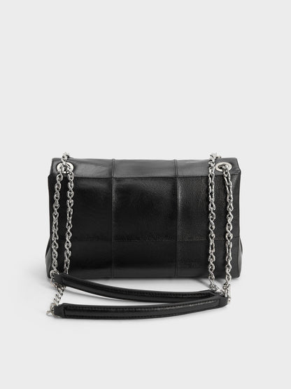 Delfina Quilted Chain-Strap Shoulder Bag - Black | CHARLES & KEITH